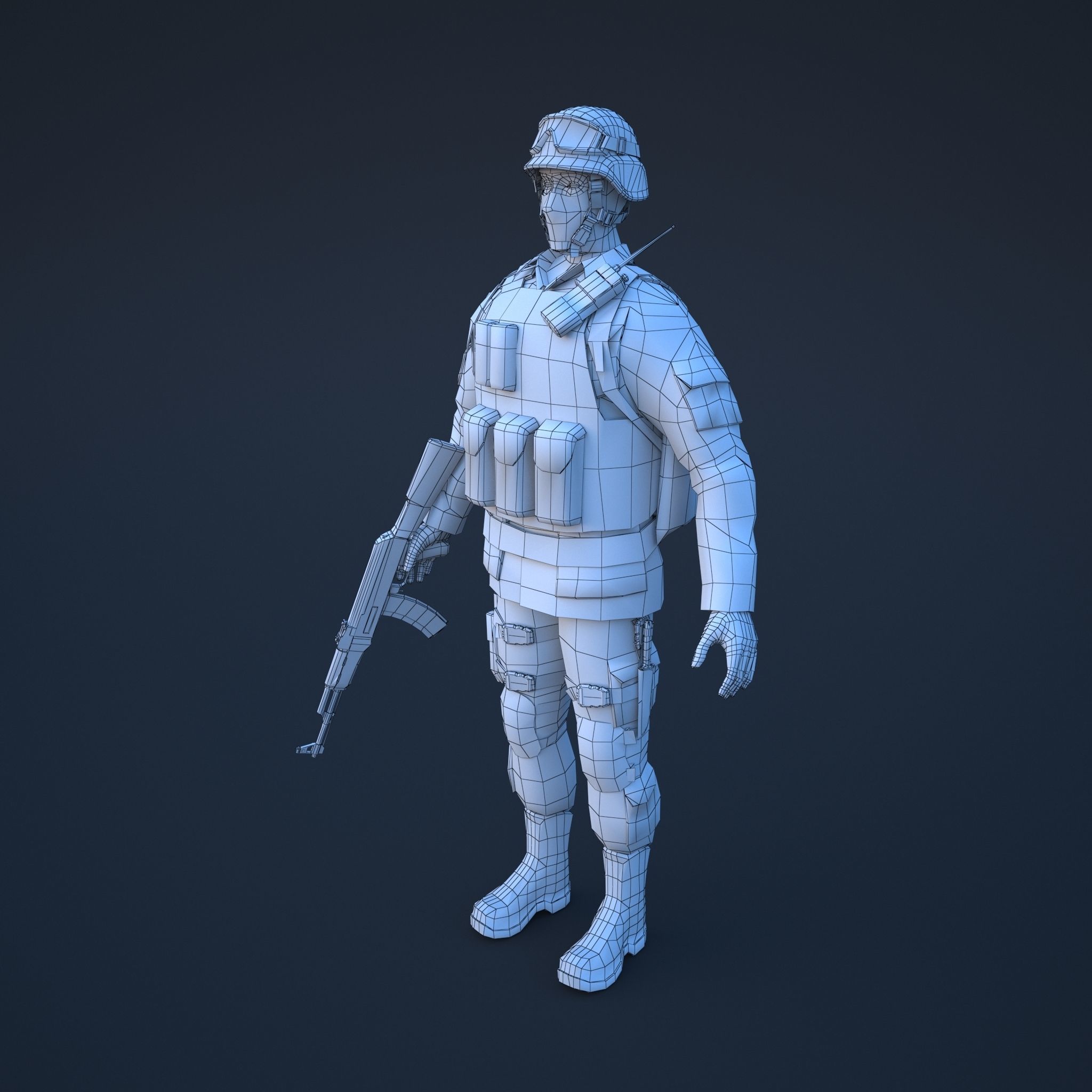 Soldier in camouflage Low-poly 3D model_18