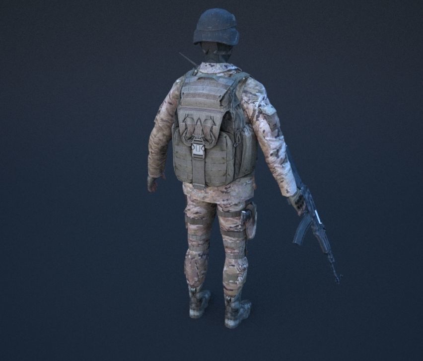 Soldier in camouflage Low-poly 3D model_42