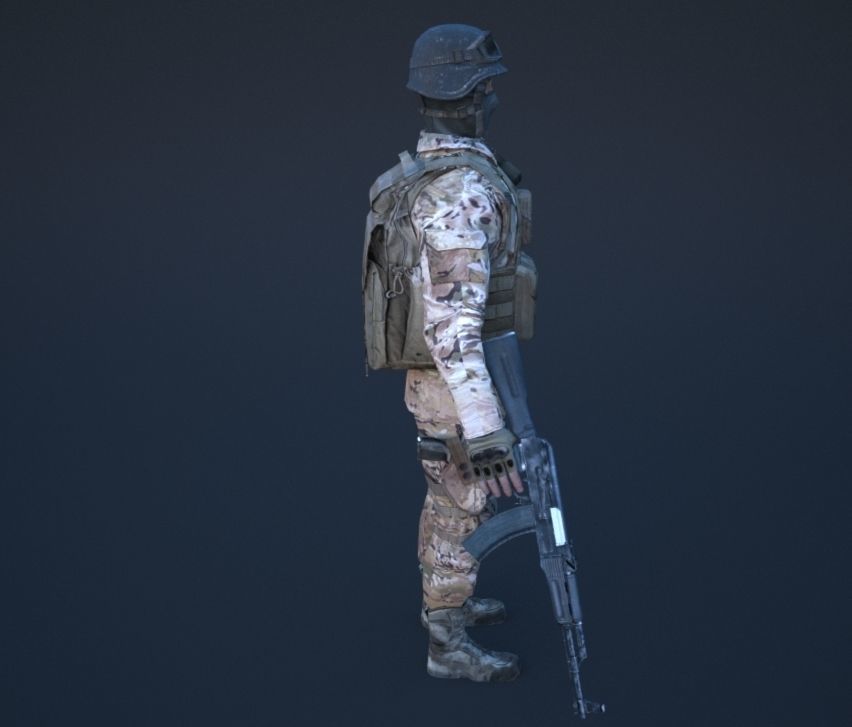 Soldier in camouflage Low-poly 3D model_48
