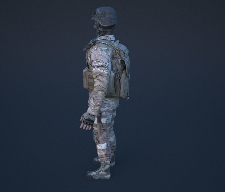 Soldier in camouflage Low-poly 3D model_32