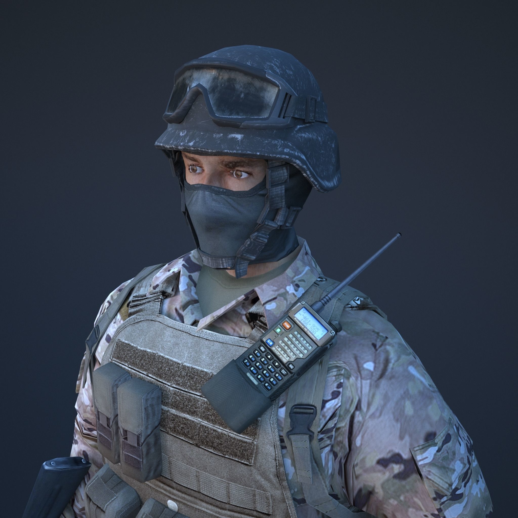 Soldier in camouflage Low-poly 3D model_6