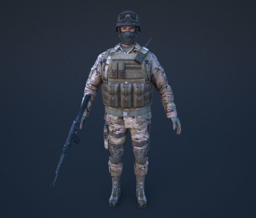 Soldier in camouflage Low-poly 3D model_22