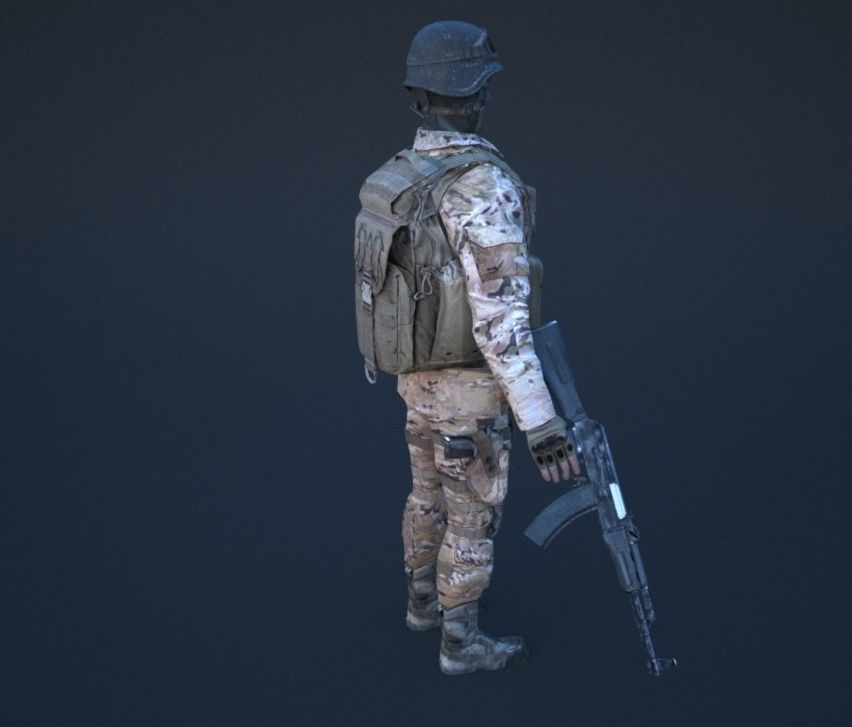 Soldier in camouflage Low-poly 3D model_46