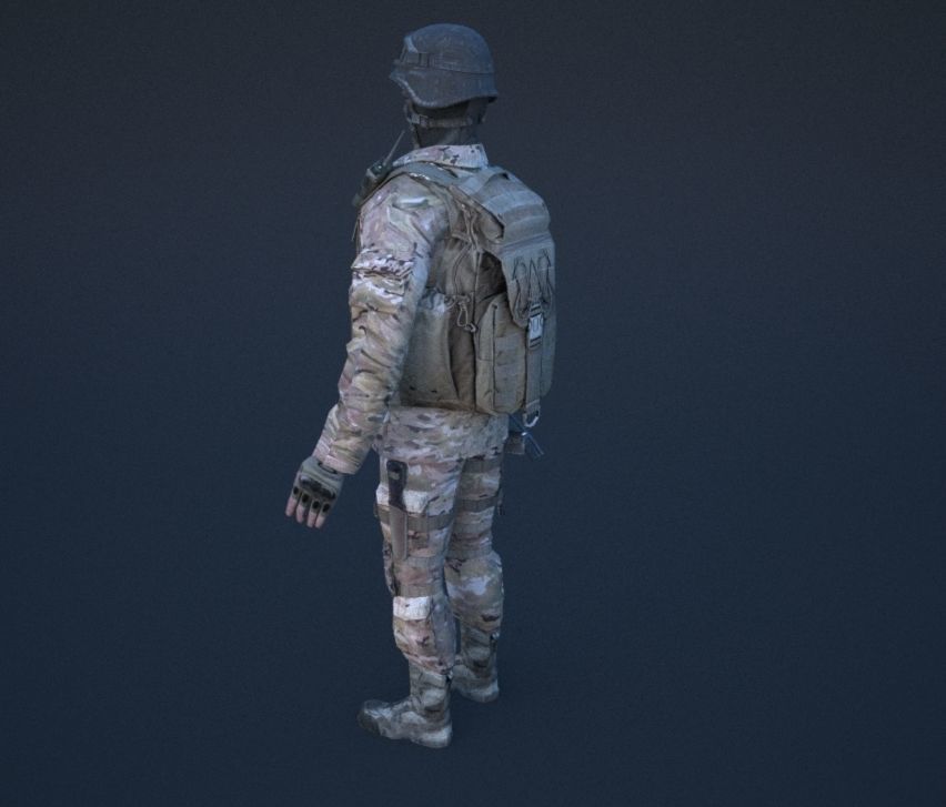 Soldier in camouflage Low-poly 3D model_34
