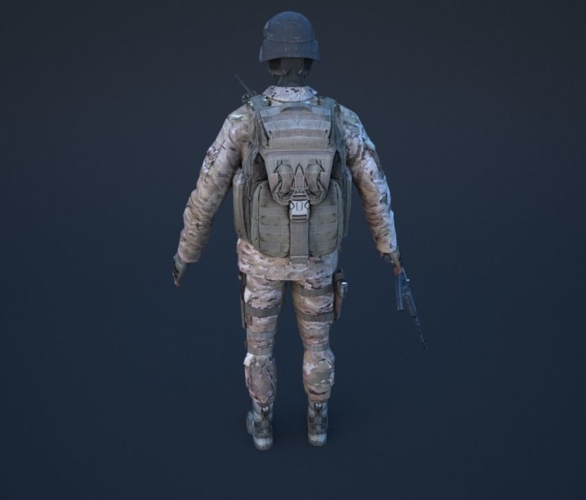 Soldier in camouflage Low-poly 3D model_39