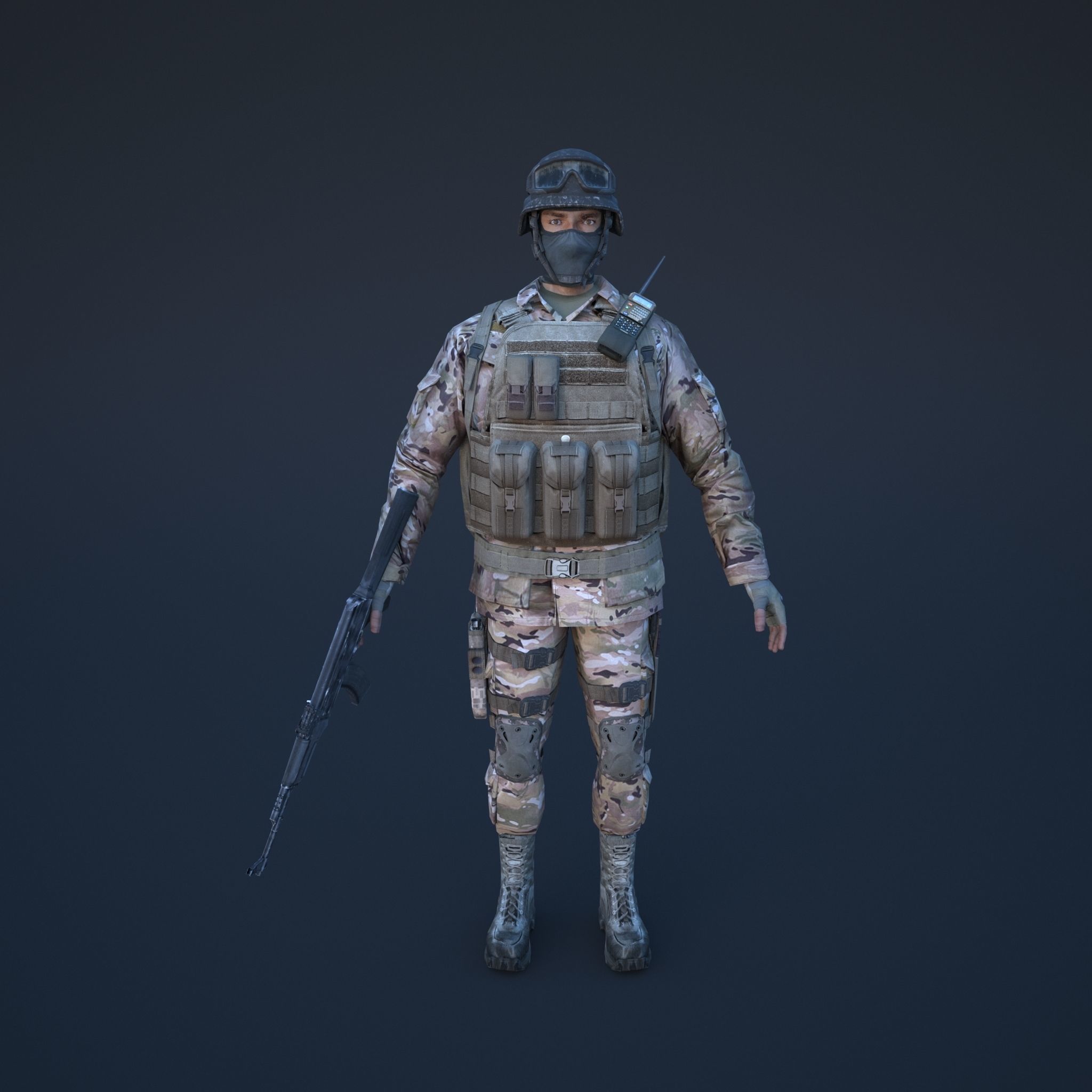 Soldier in camouflage Low-poly 3D model_8
