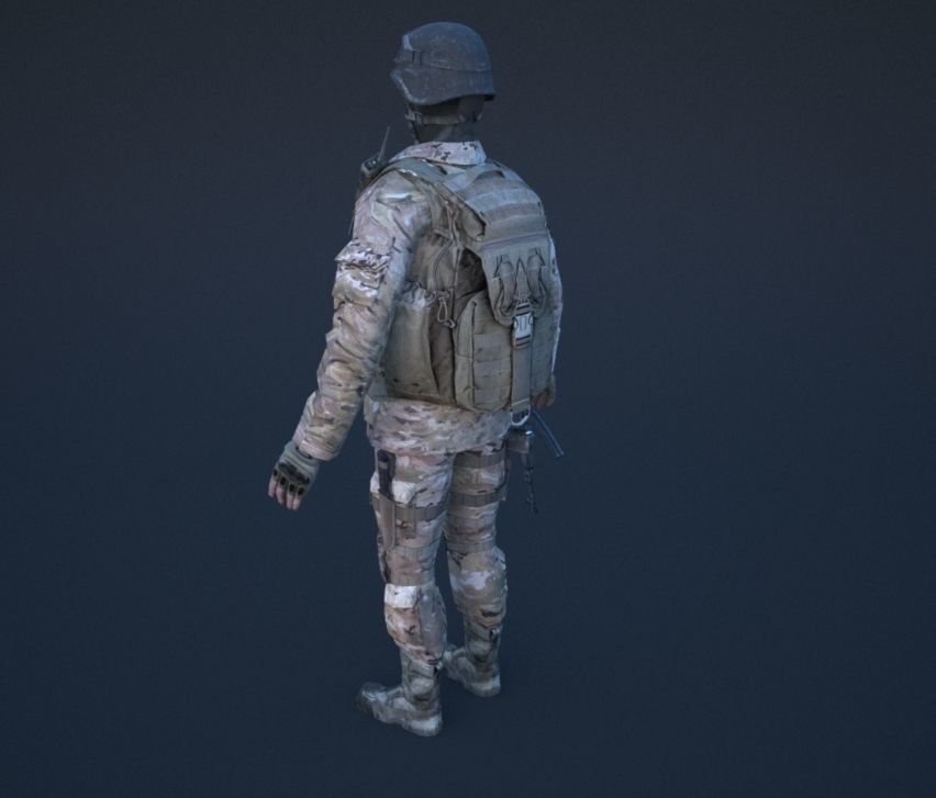 Soldier in camouflage Low-poly 3D model_35