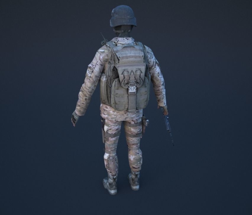 Soldier in camouflage Low-poly 3D model_38