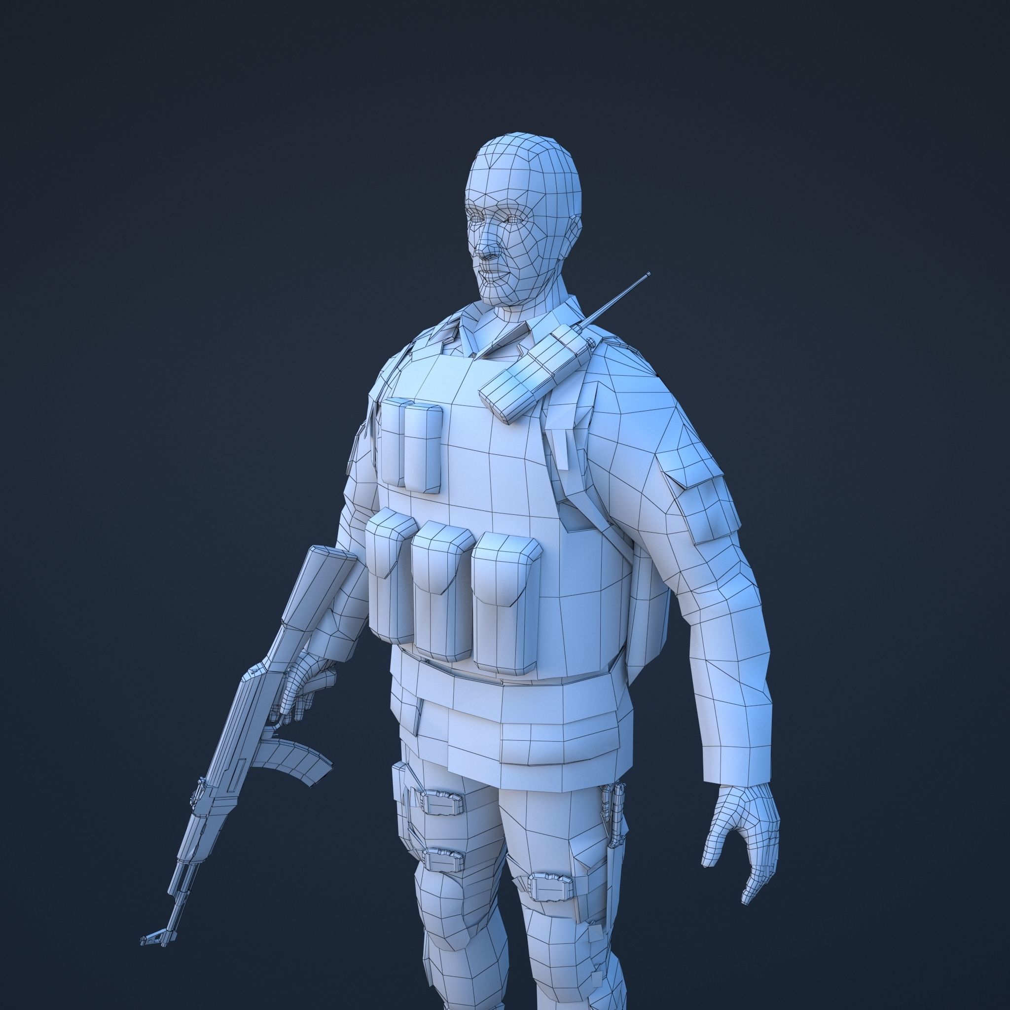 Soldier in camouflage Low-poly 3D model_20