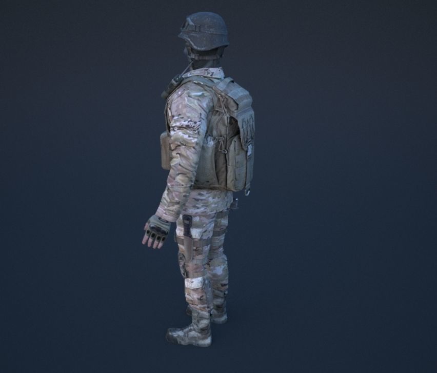 Soldier in camouflage Low-poly 3D model_33