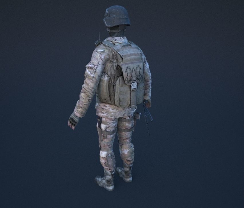 Soldier in camouflage Low-poly 3D model_36