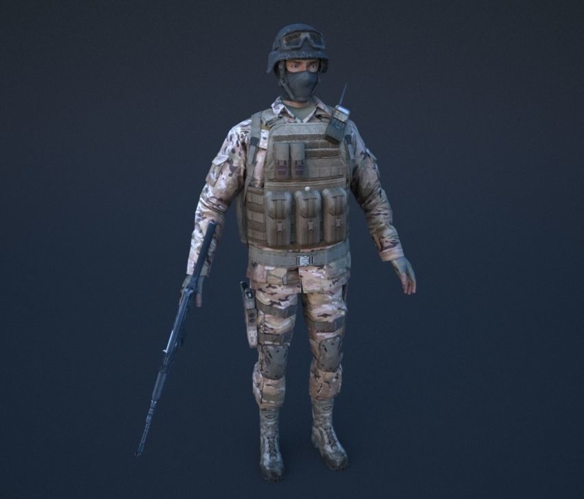Soldier in camouflage Low-poly 3D model_56
