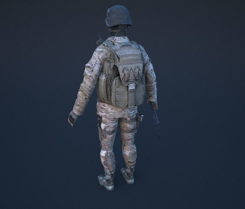 Soldier in camouflage Low-poly 3D model_37