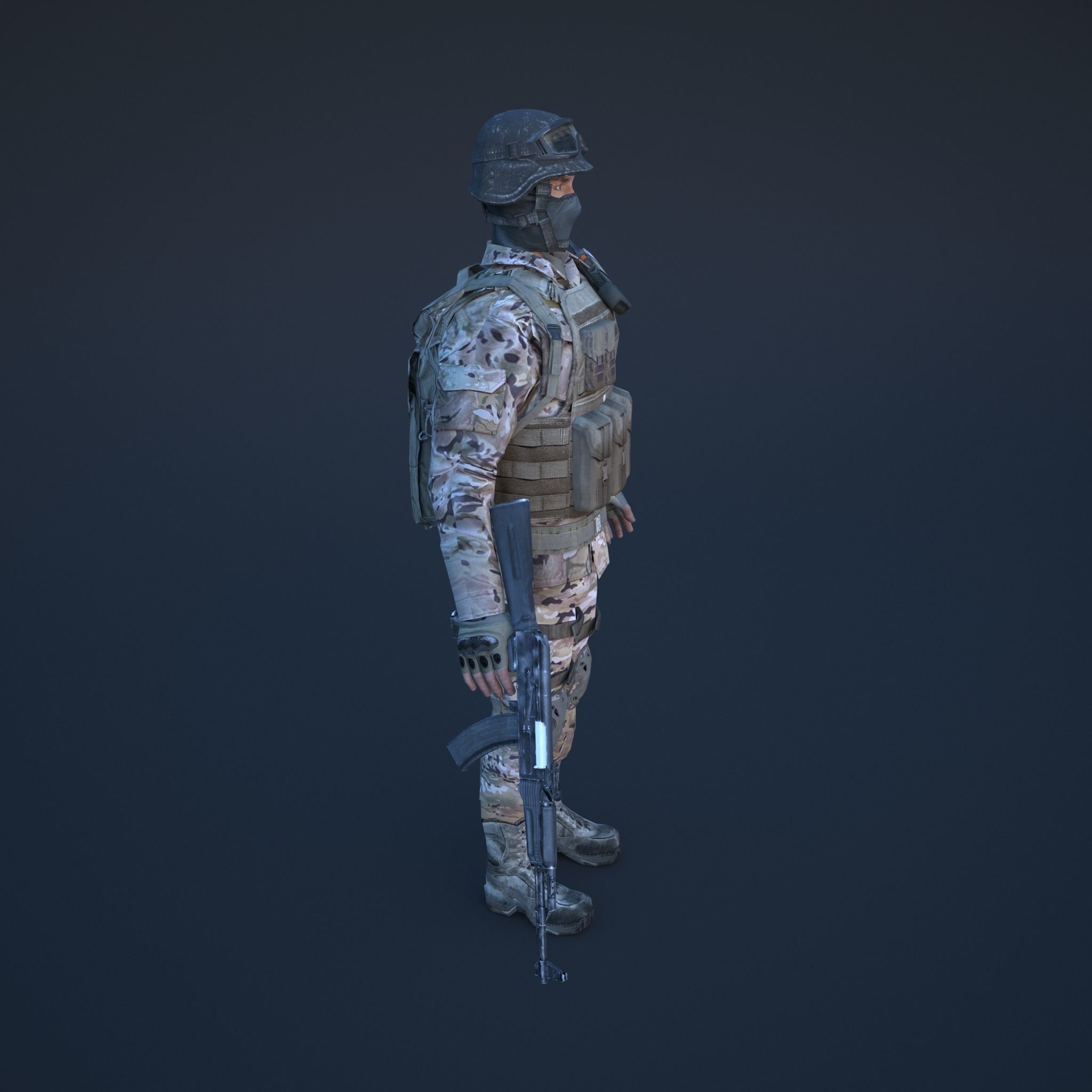 Soldier in camouflage Low-poly 3D model_13