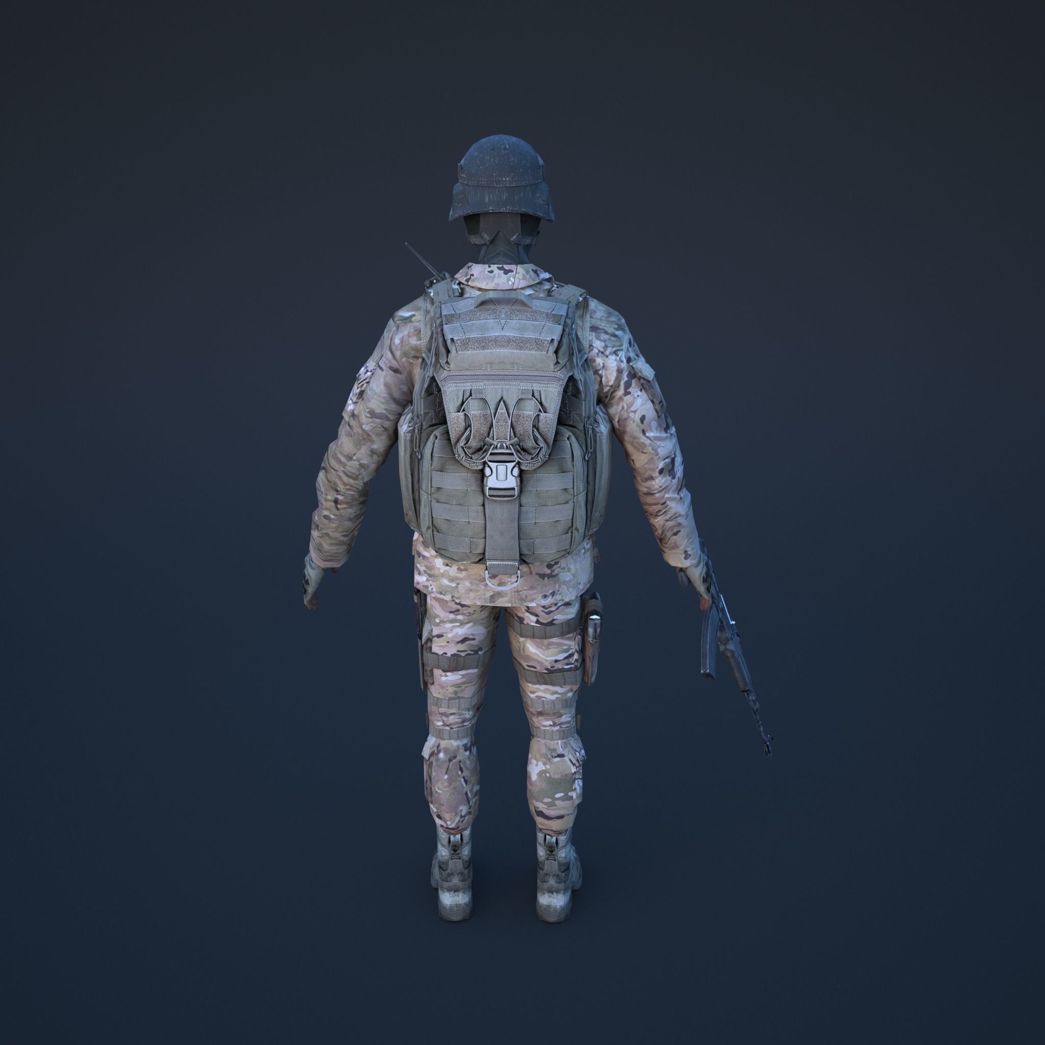 Soldier in camouflage Low-poly 3D model_9
