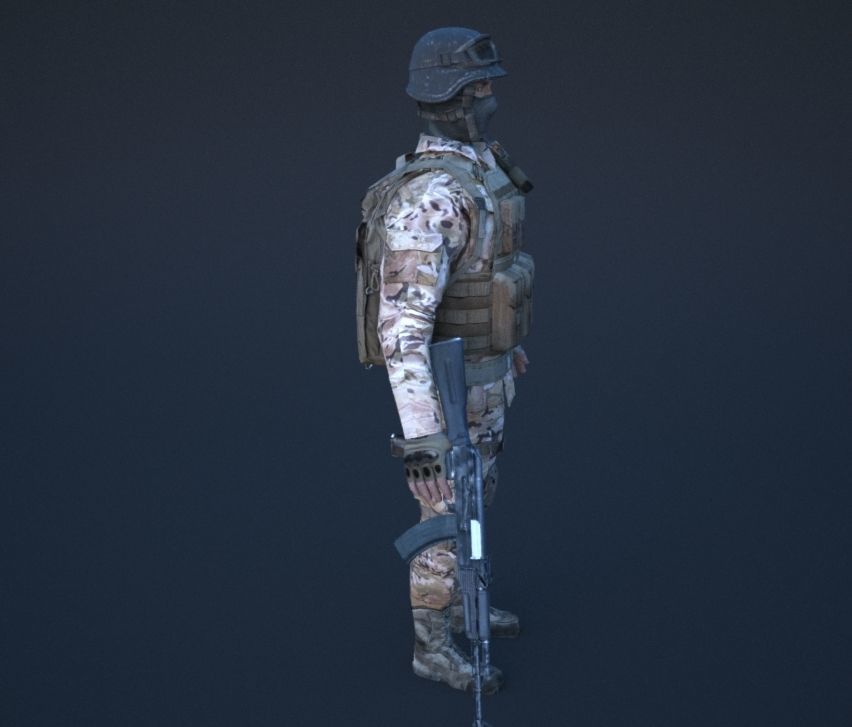 Soldier in camouflage Low-poly 3D model_50