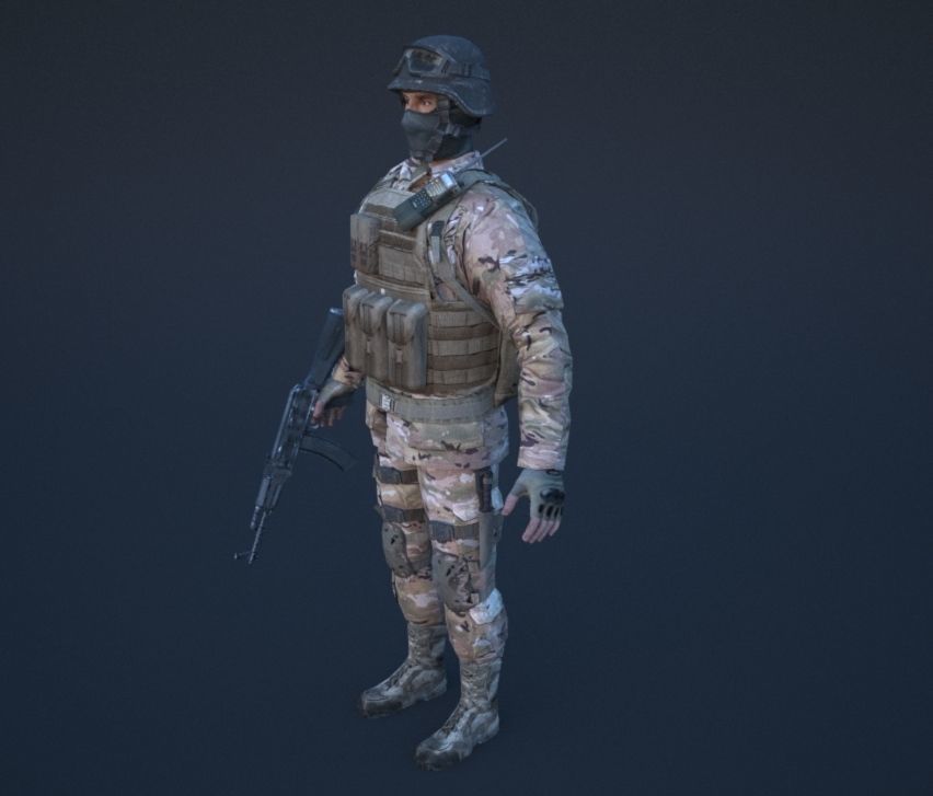 Soldier in camouflage Low-poly 3D model_27