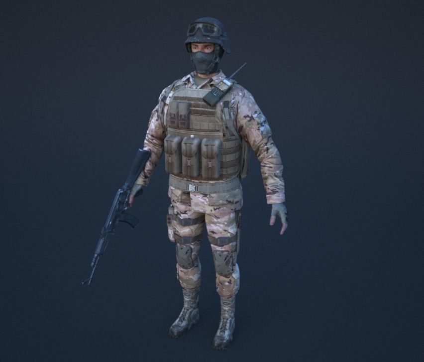 Soldier in camouflage Low-poly 3D model_24