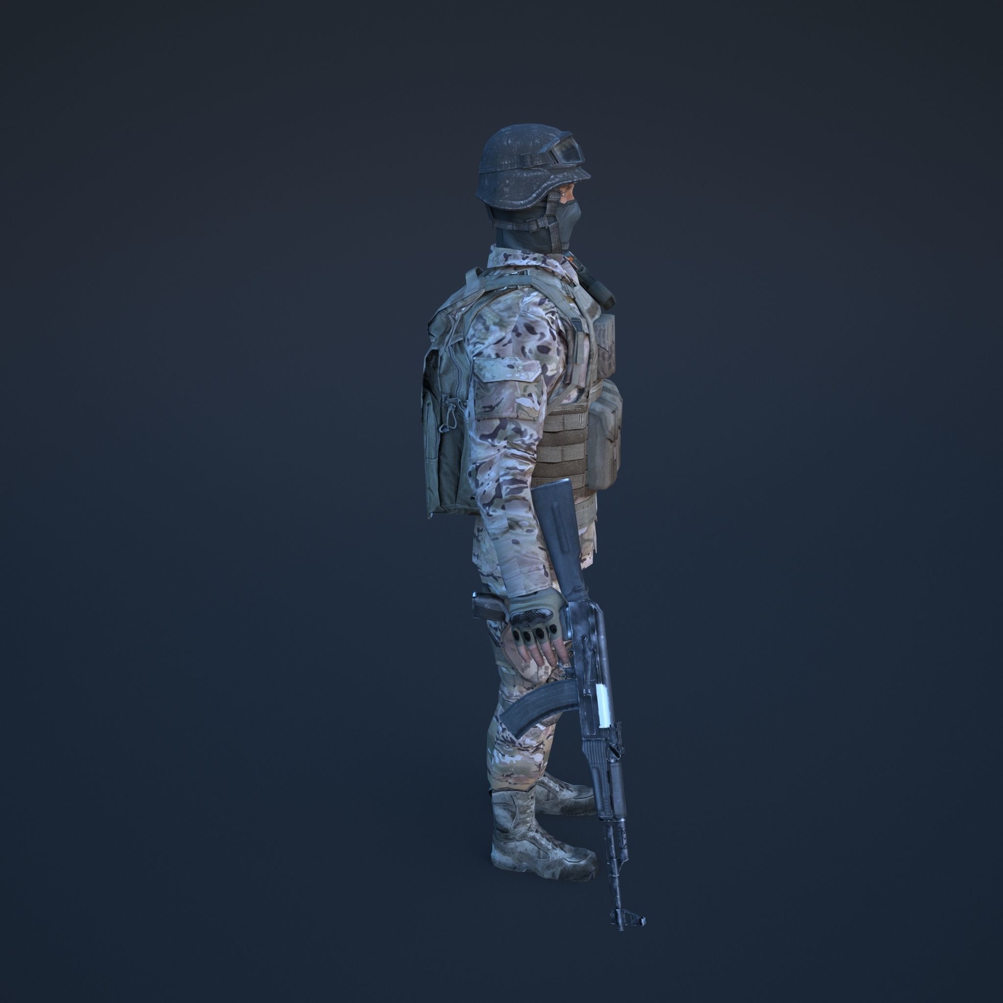 Soldier in camouflage Low-poly 3D model_5