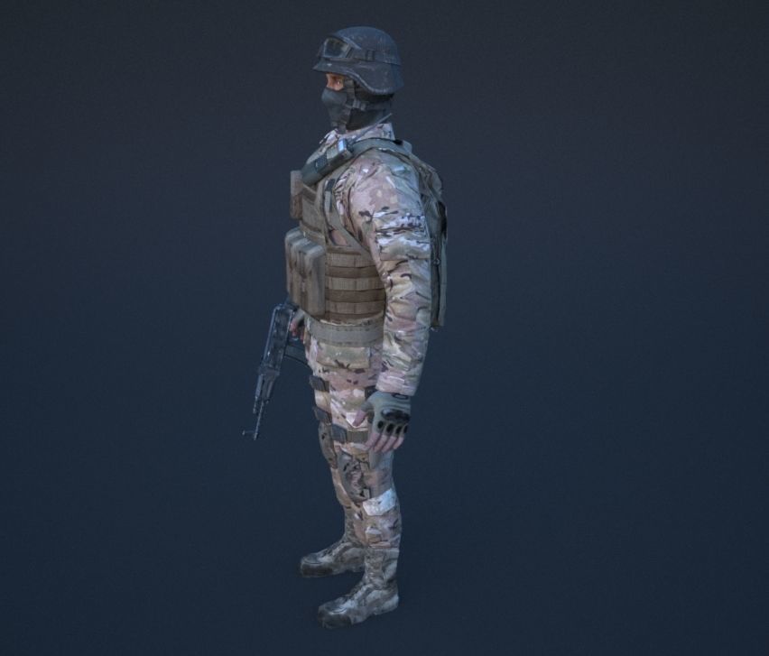 Soldier in camouflage Low-poly 3D model_29