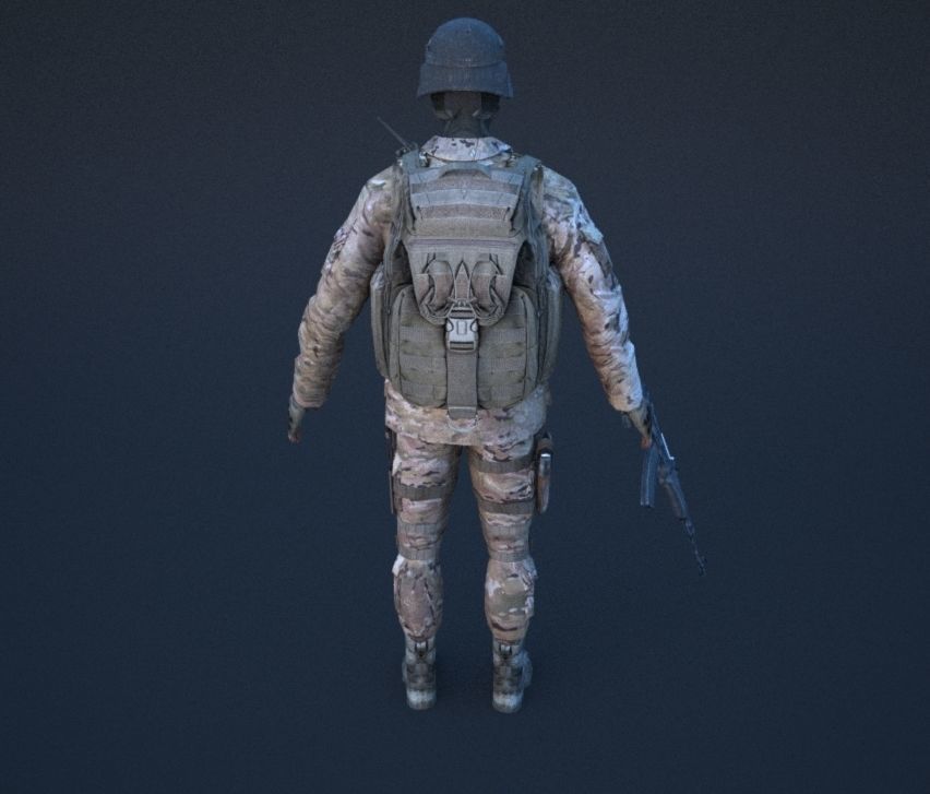 Soldier in camouflage Low-poly 3D model_40