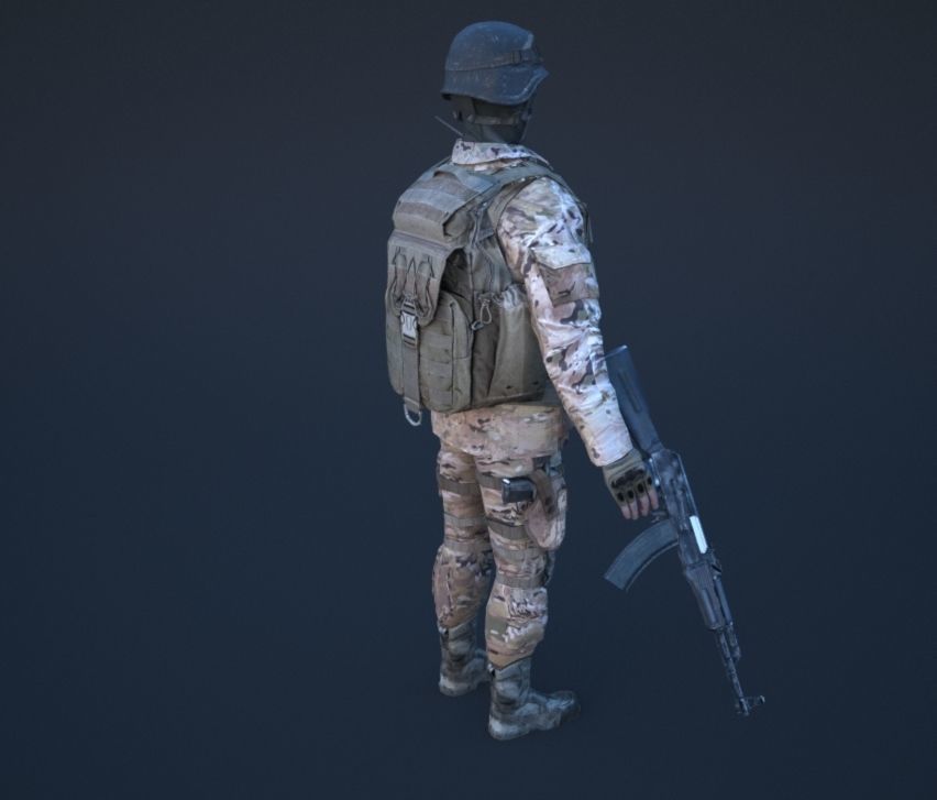 Soldier in camouflage Low-poly 3D model_45