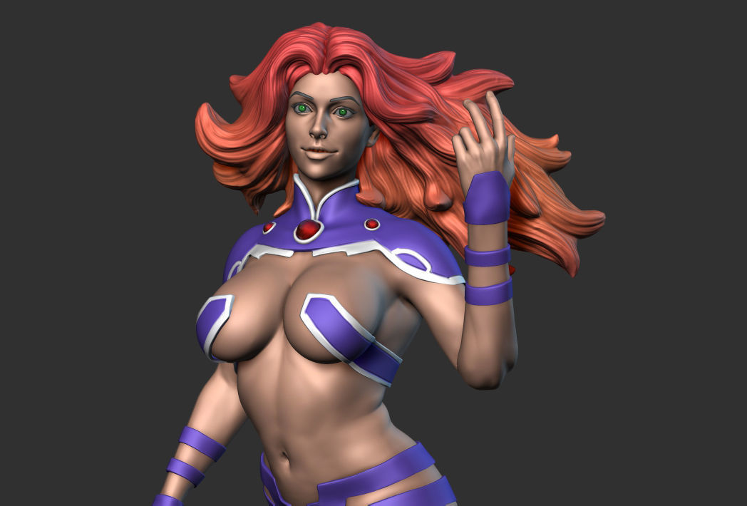Starfire figure of female superhero 3D print model_3
