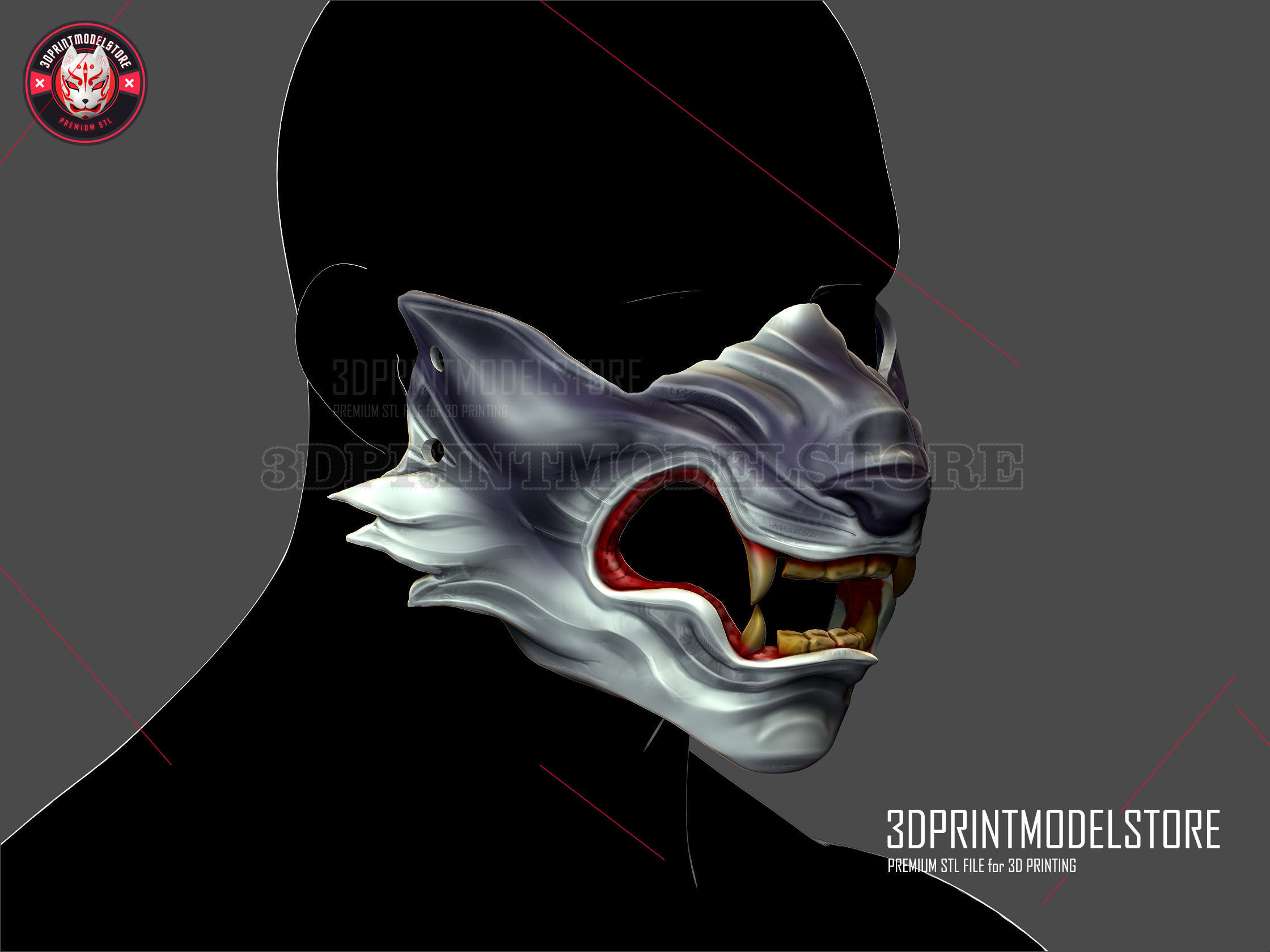 Wolf of Tsushima Mask - Ghost of Tsushima Oni Samurai Helmet 3D print model_5