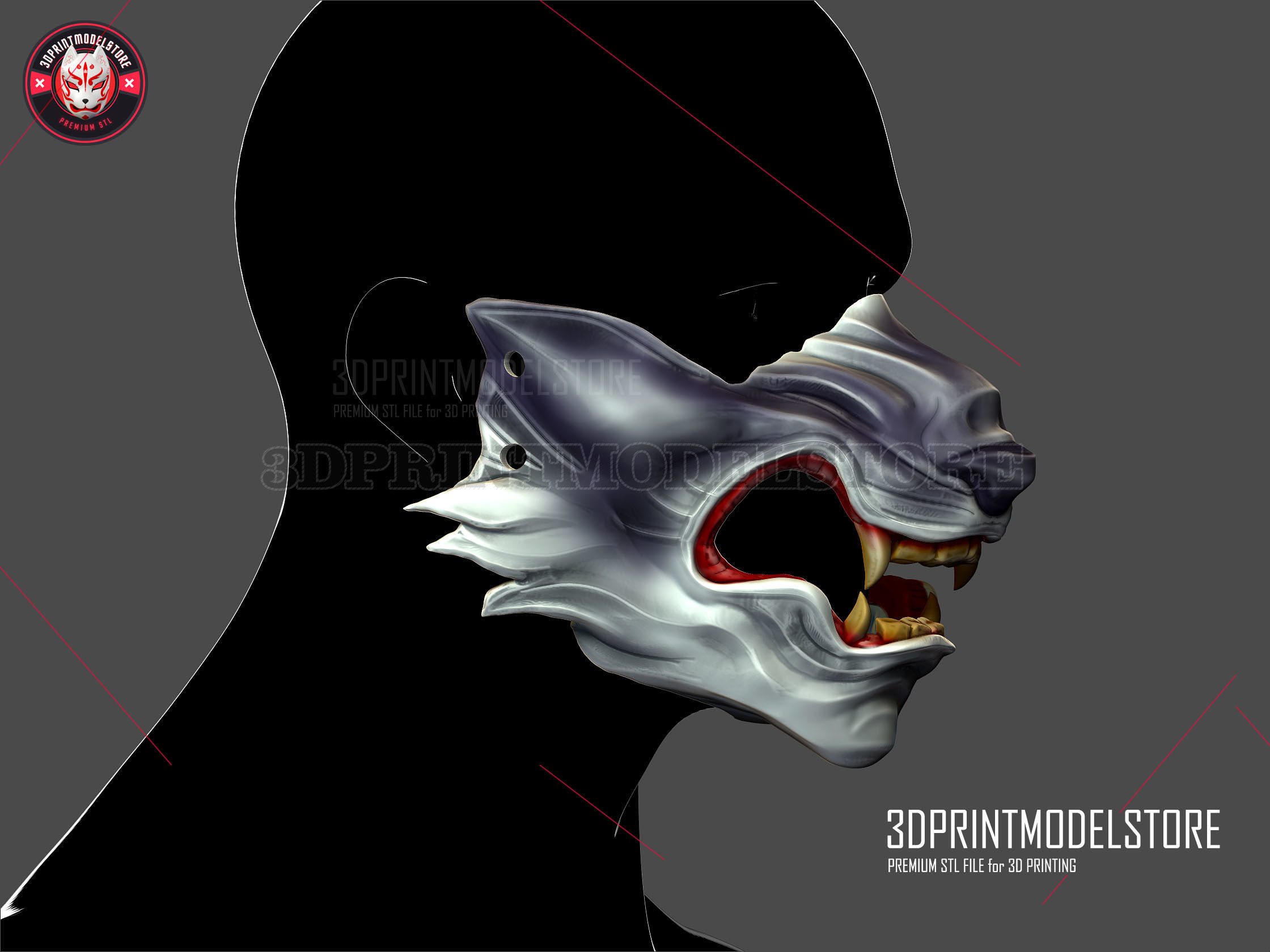 Wolf of Tsushima Mask - Ghost of Tsushima Oni Samurai Helmet 3D print model_6