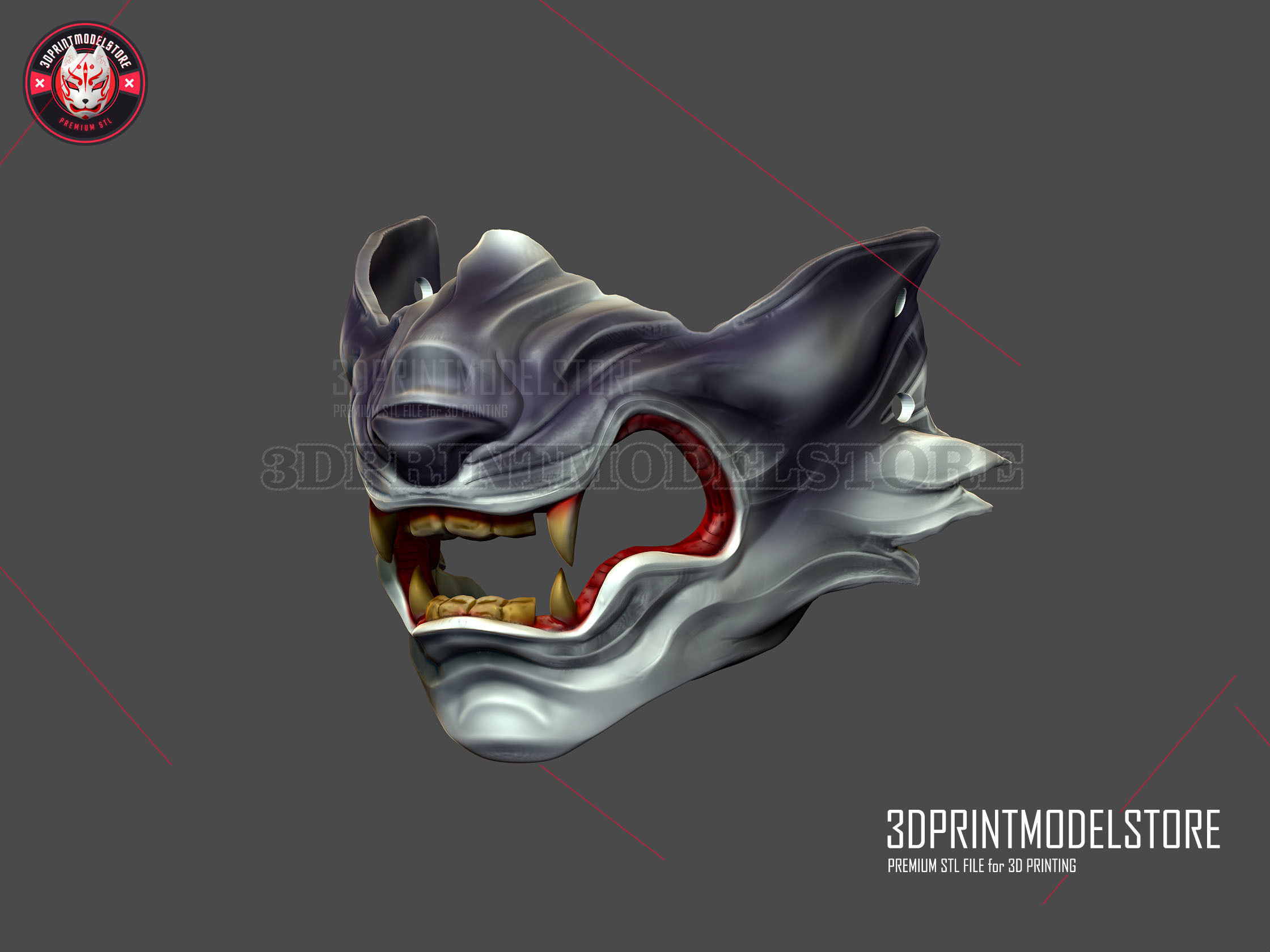 Wolf of Tsushima Mask - Ghost of Tsushima Oni Samurai Helmet 3D print model_7