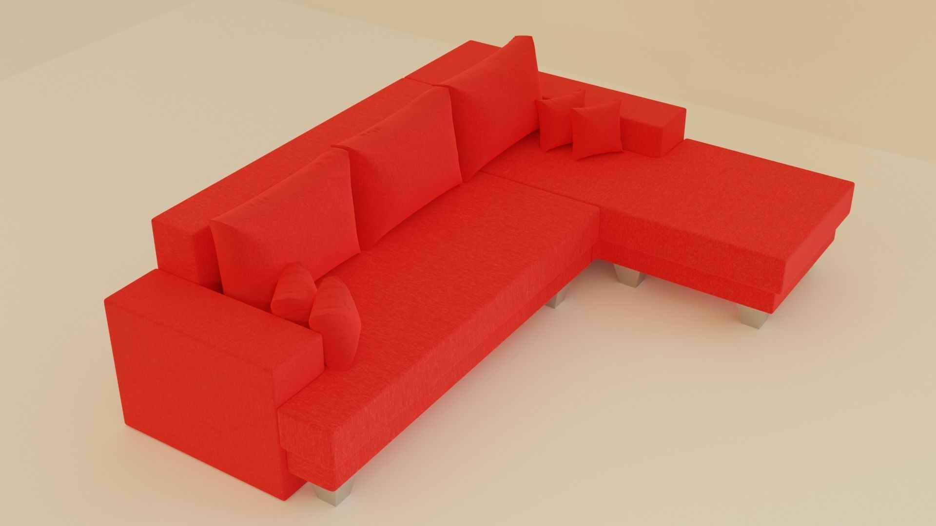 red sofa 3D model_1