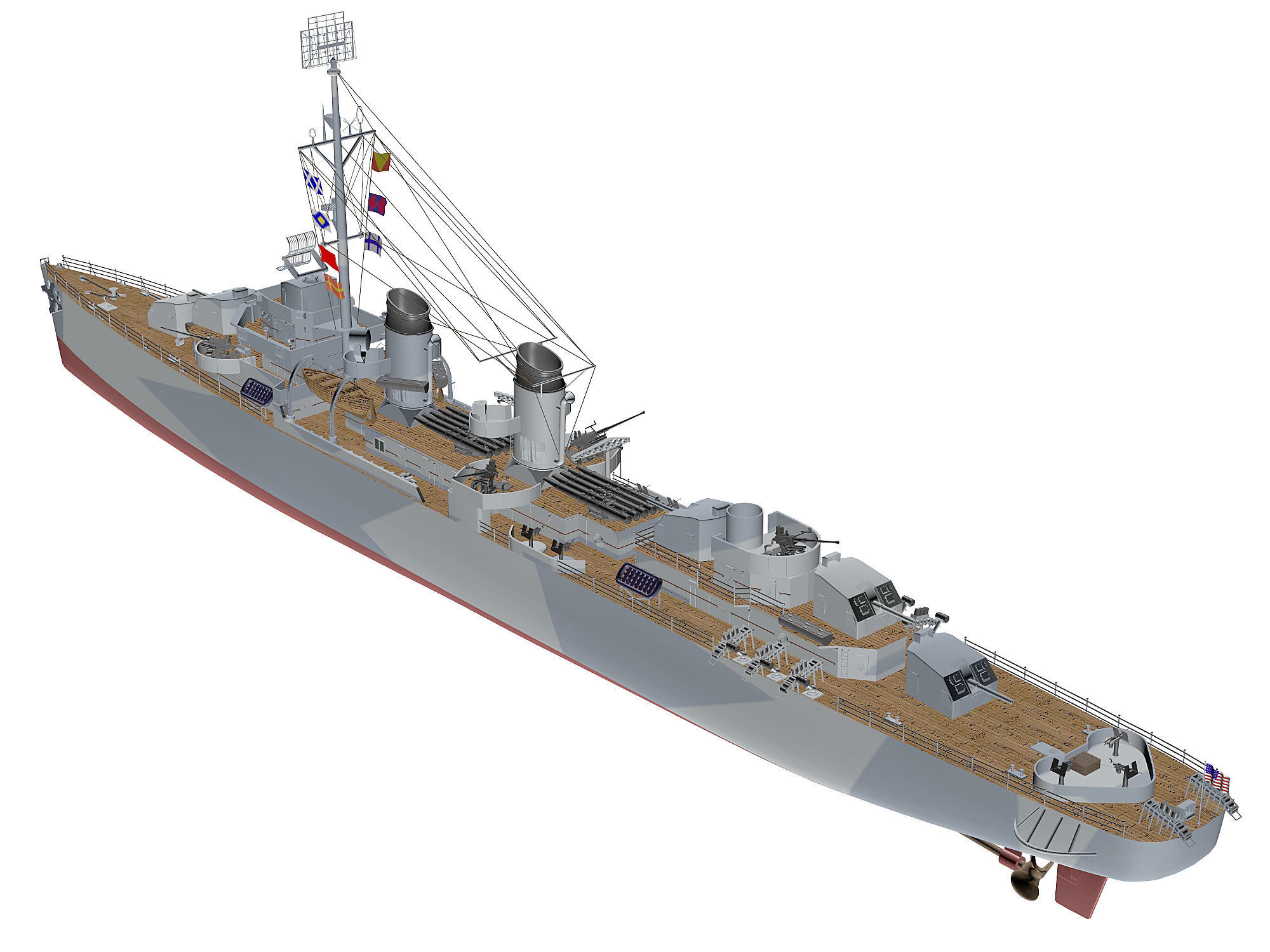 Fletcher Battleship 3D model_2
