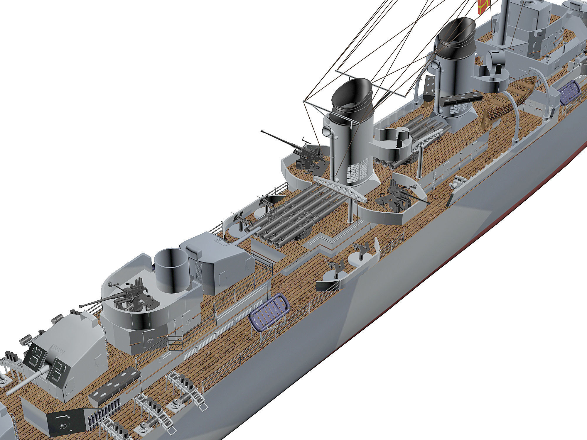 Fletcher Battleship 3D model_5