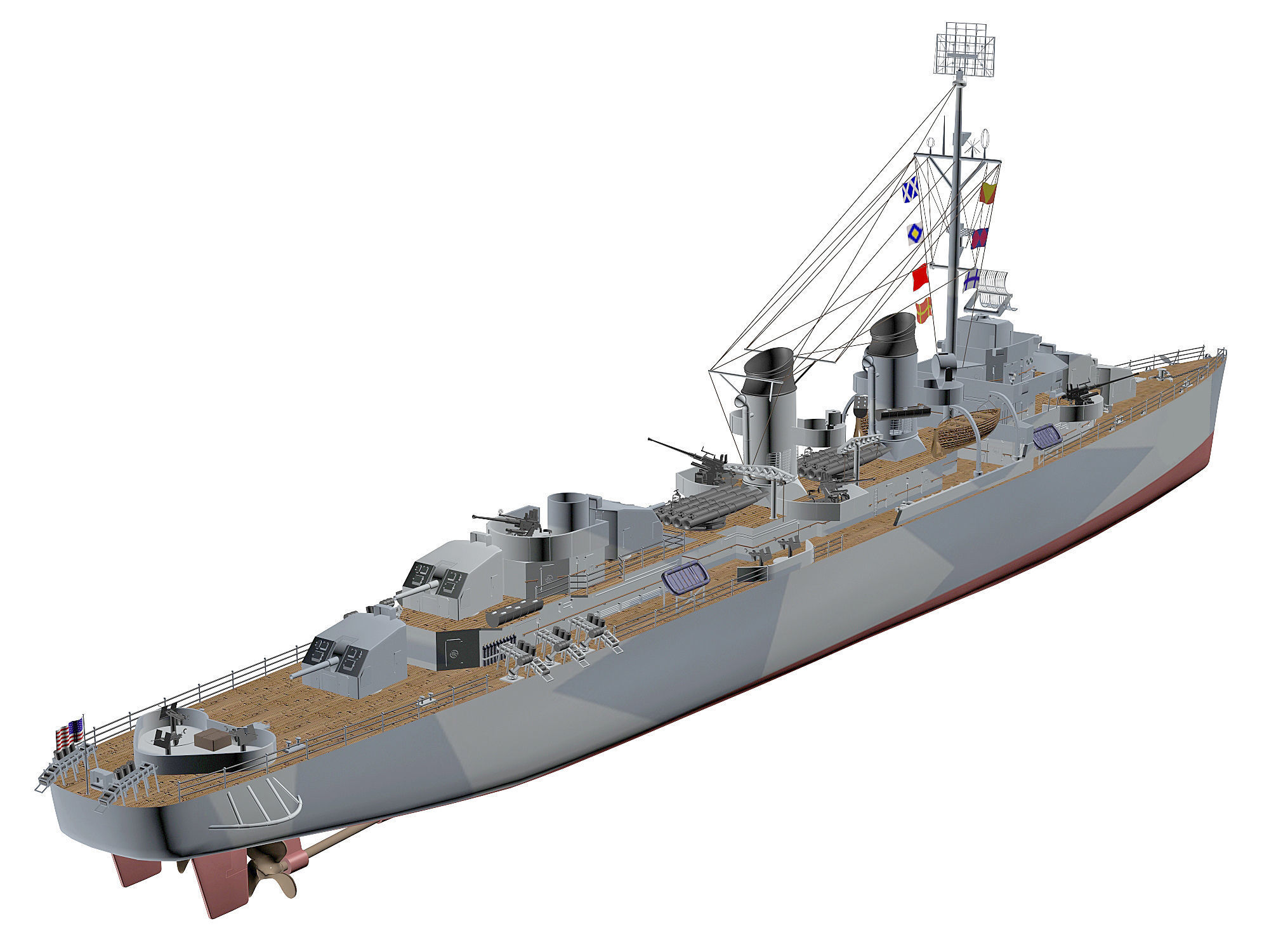 Fletcher Battleship 3D model_3