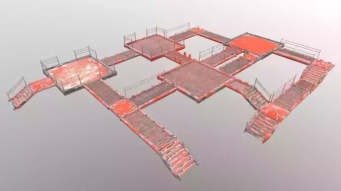 Stair Set of cages Low-poly 3D model