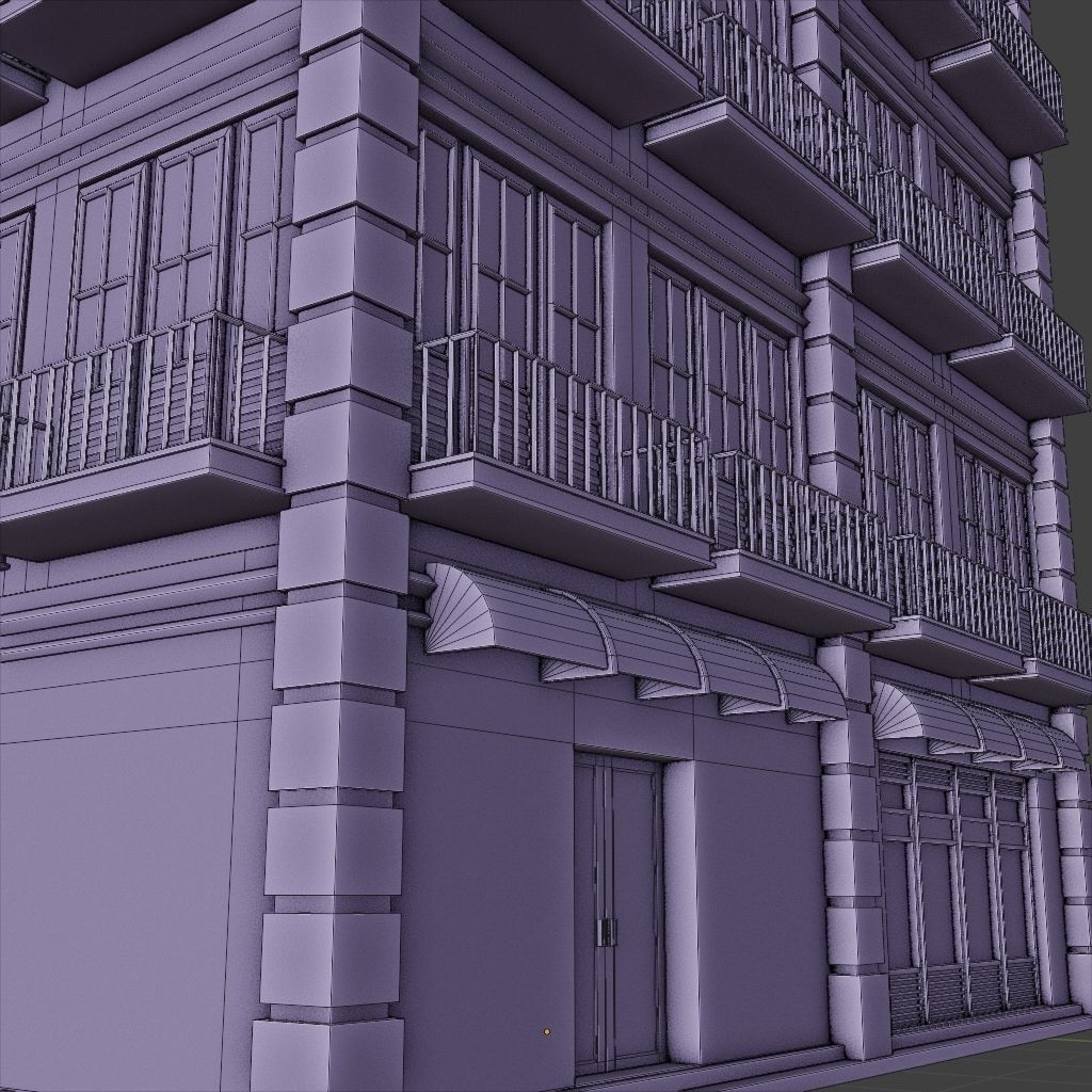OLD RETRO CLASSICAL BUILDING 3 Low-poly 3D model_11