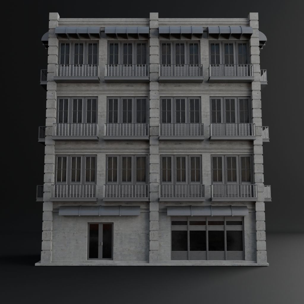 OLD RETRO CLASSICAL BUILDING 3 Low-poly 3D model_2