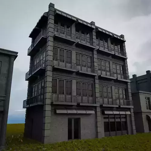 OLD RETRO CLASSICAL BUILDING 3 Low-poly 3D model