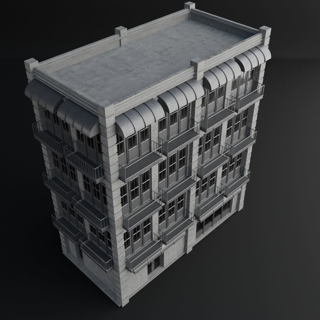 OLD RETRO CLASSICAL BUILDING 3 Low-poly 3D model_6