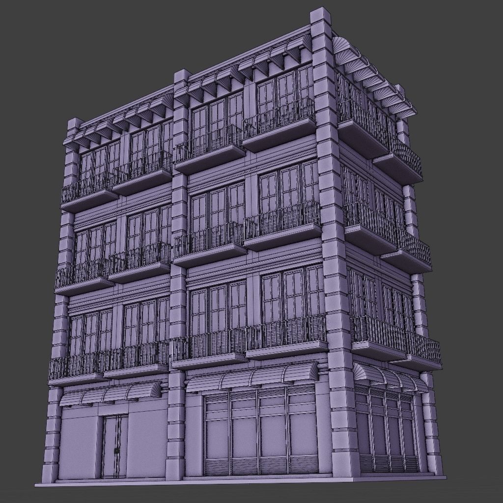 OLD RETRO CLASSICAL BUILDING 3 Low-poly 3D model_10