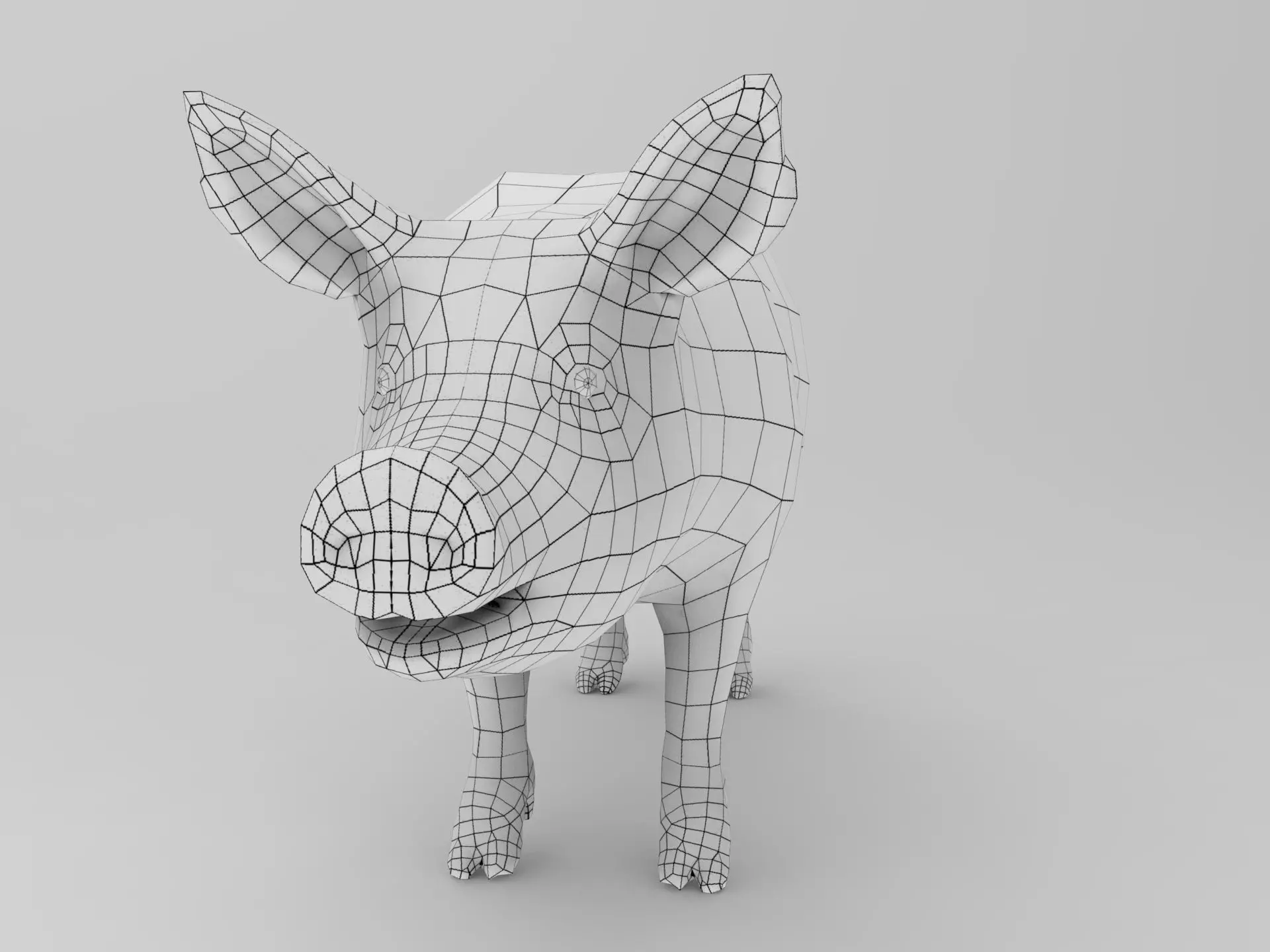3D Black Wild Pig game ready low poly  Low-poly 3D model_1