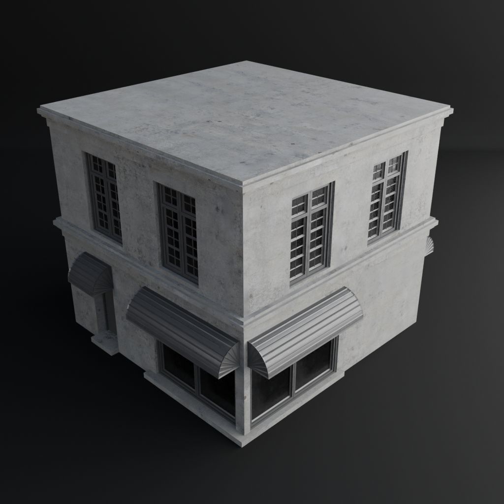 OLD RETRO CLASSICAL BUILDING 4 Low-poly 3D model_8