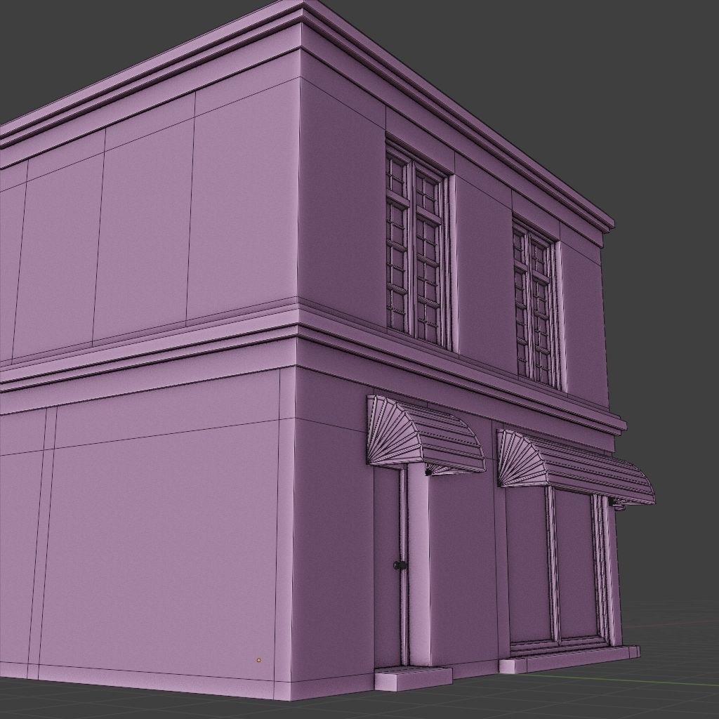 OLD RETRO CLASSICAL BUILDING 4 Low-poly 3D model_11