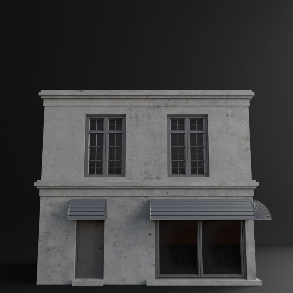 OLD RETRO CLASSICAL BUILDING 4 Low-poly 3D model_2