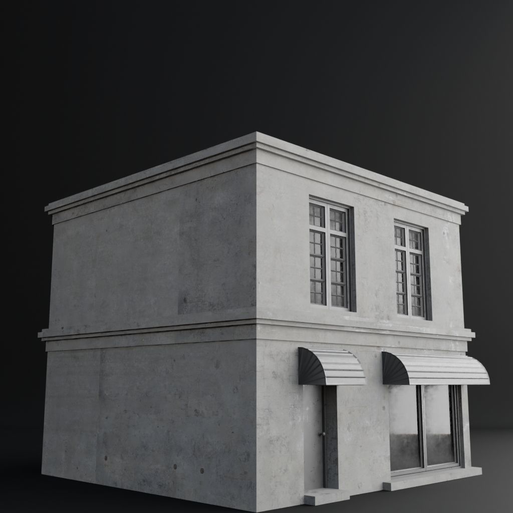OLD RETRO CLASSICAL BUILDING 4 Low-poly 3D model_3
