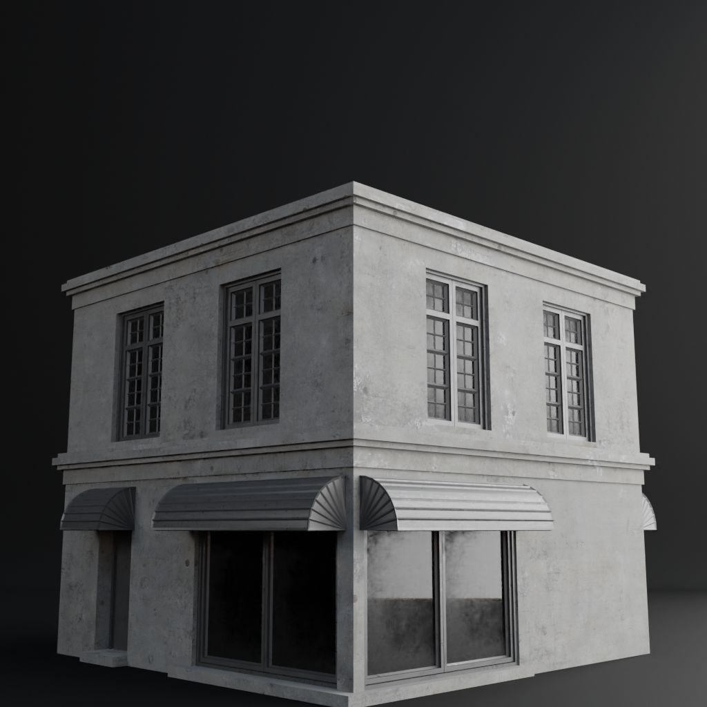 OLD RETRO CLASSICAL BUILDING 4 Low-poly 3D model_4