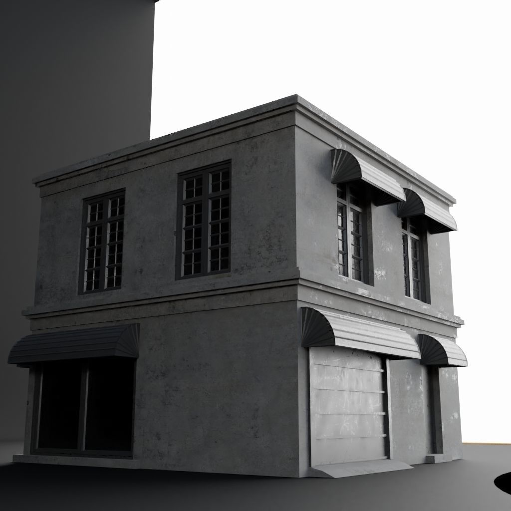 OLD RETRO CLASSICAL BUILDING 4 Low-poly 3D model_7