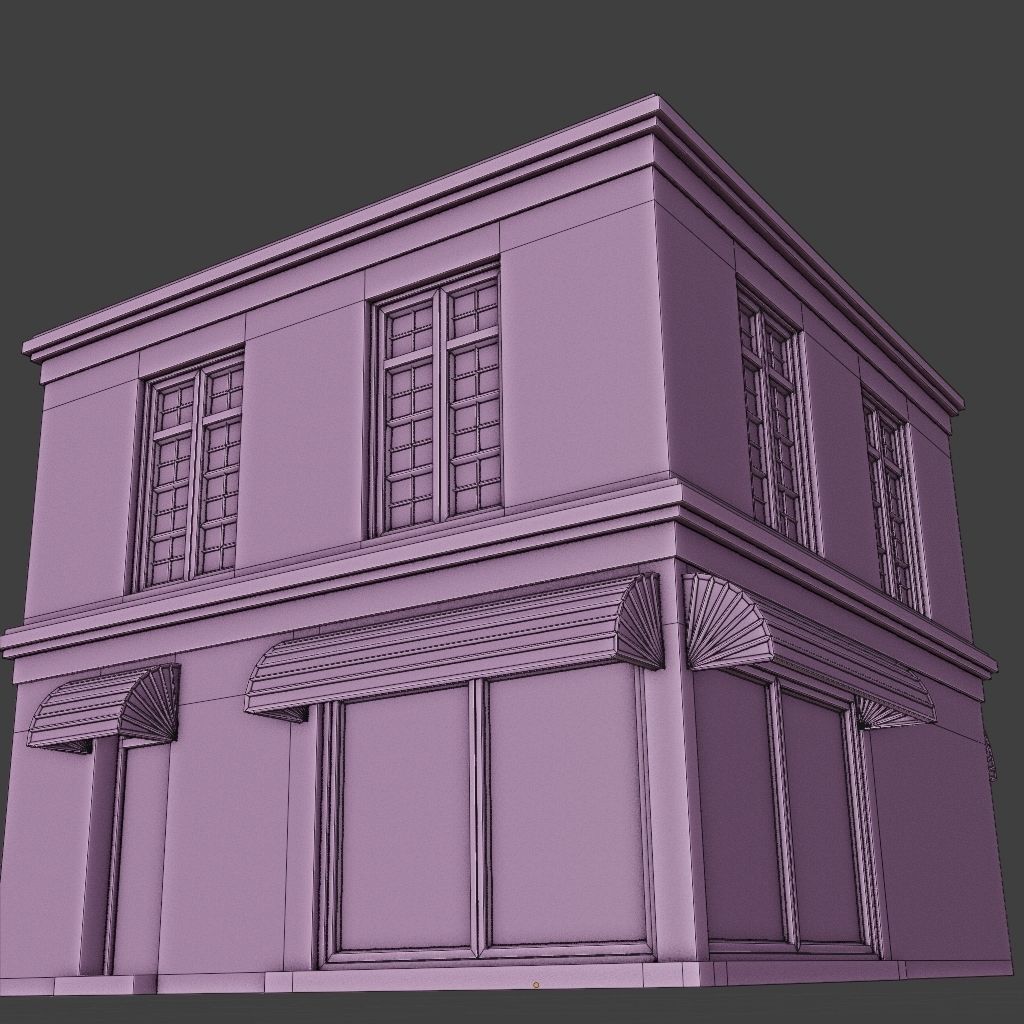 OLD RETRO CLASSICAL BUILDING 4 Low-poly 3D model_12