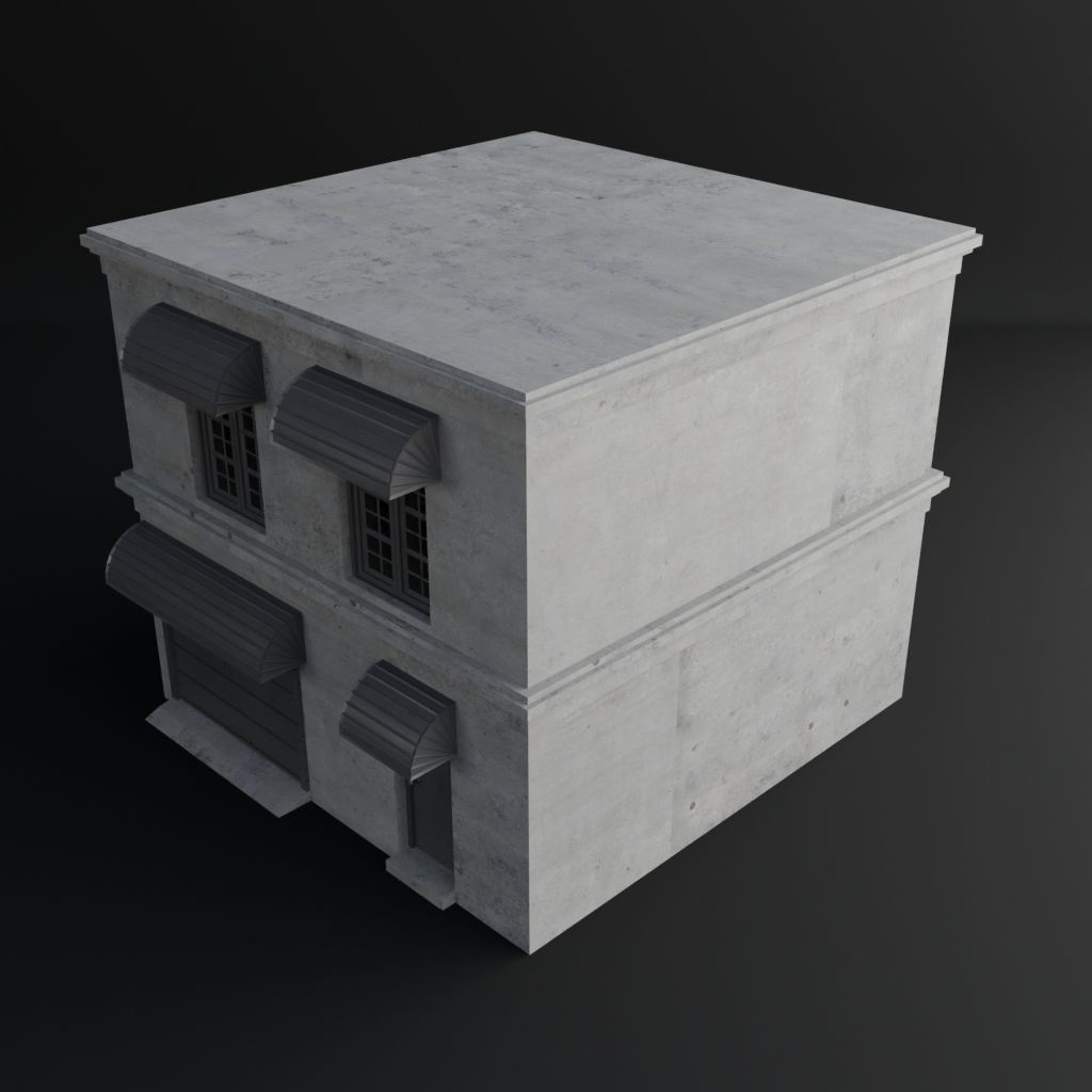 OLD RETRO CLASSICAL BUILDING 4 Low-poly 3D model_5