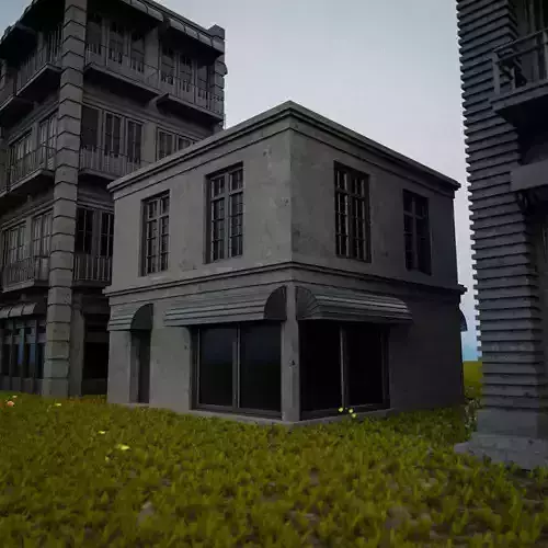 OLD RETRO CLASSICAL BUILDING 4 Low-poly 3D model